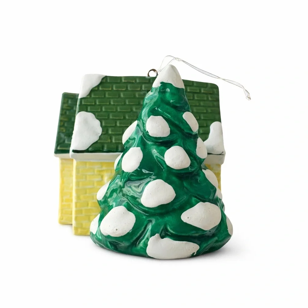 Department 56 Yellow Nantucket House Ornament with Green Roof